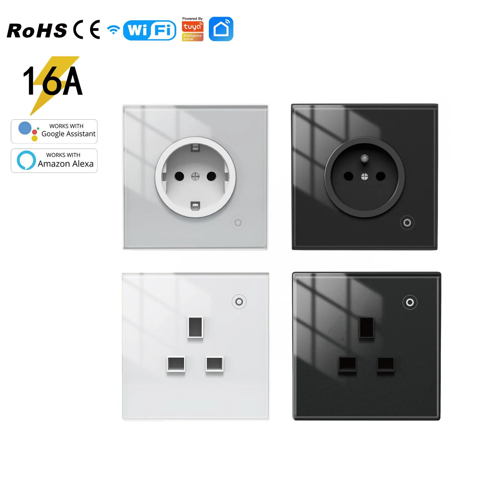 FR EU UK Standard Smart Socket Wifi Wall Socket 100-240V Voice Control App Scheduling Child Safety Locks Mode Premium Quality