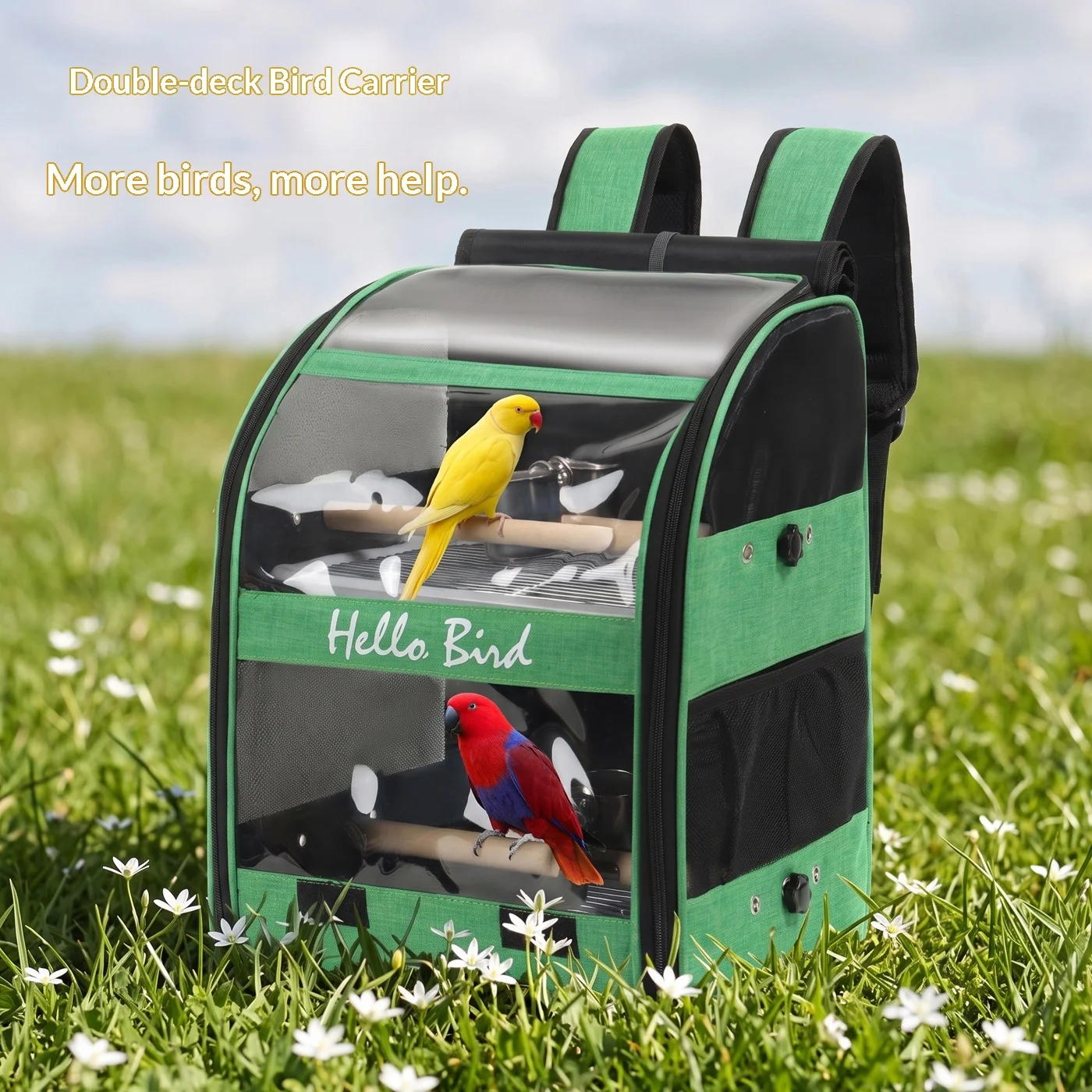Hello Bird Bag Small Sun Cockatiel Budgie Double-Layer Oxford Cloth Parrot Carrier Portable Breathable All-Around Ventilation