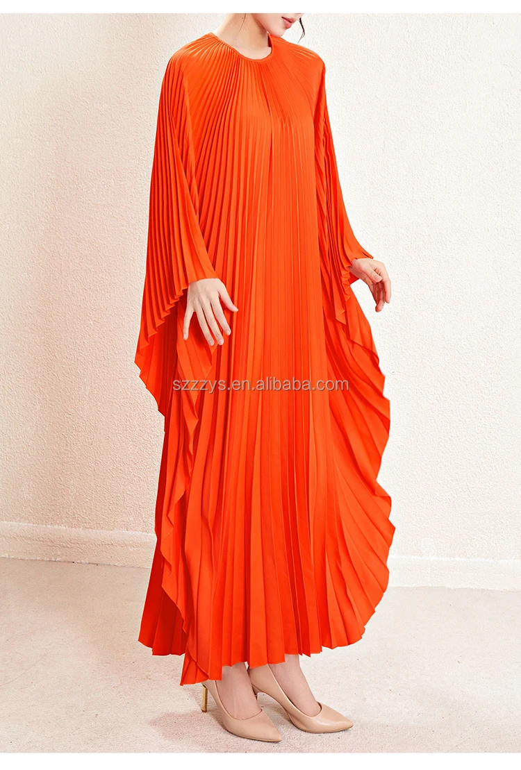 2024 New Pleated Loose Casual Dress Women's Plus Size Evening Dress Bat