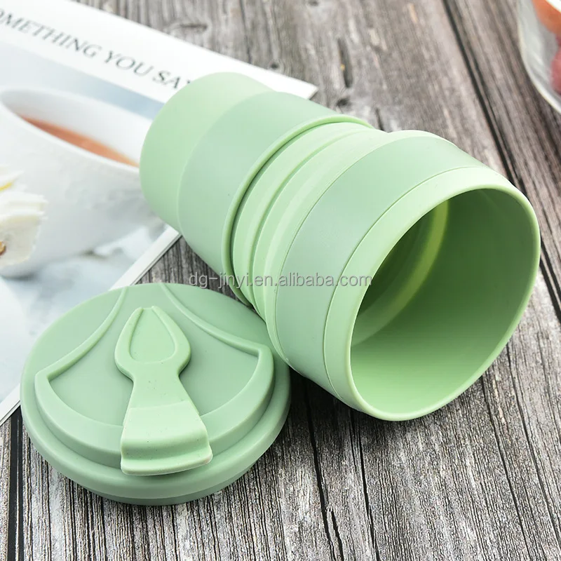 Reusable 350ml 500ml Travel Coffee Cup Collapsible Silicone Water Cup