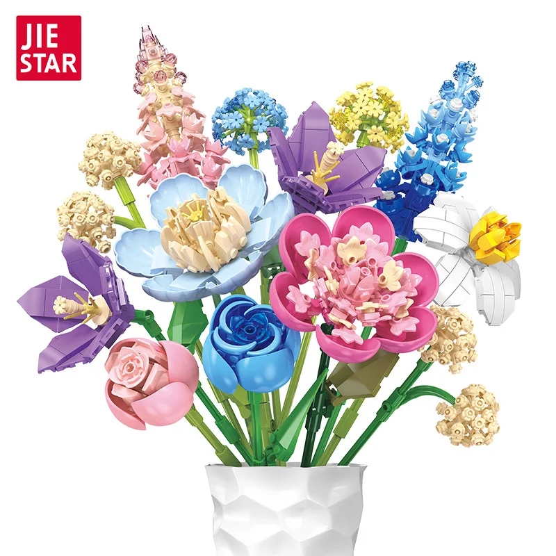 JJ9092 Jie Star Flower Bouquet DIY - 865pcs Building Blocks