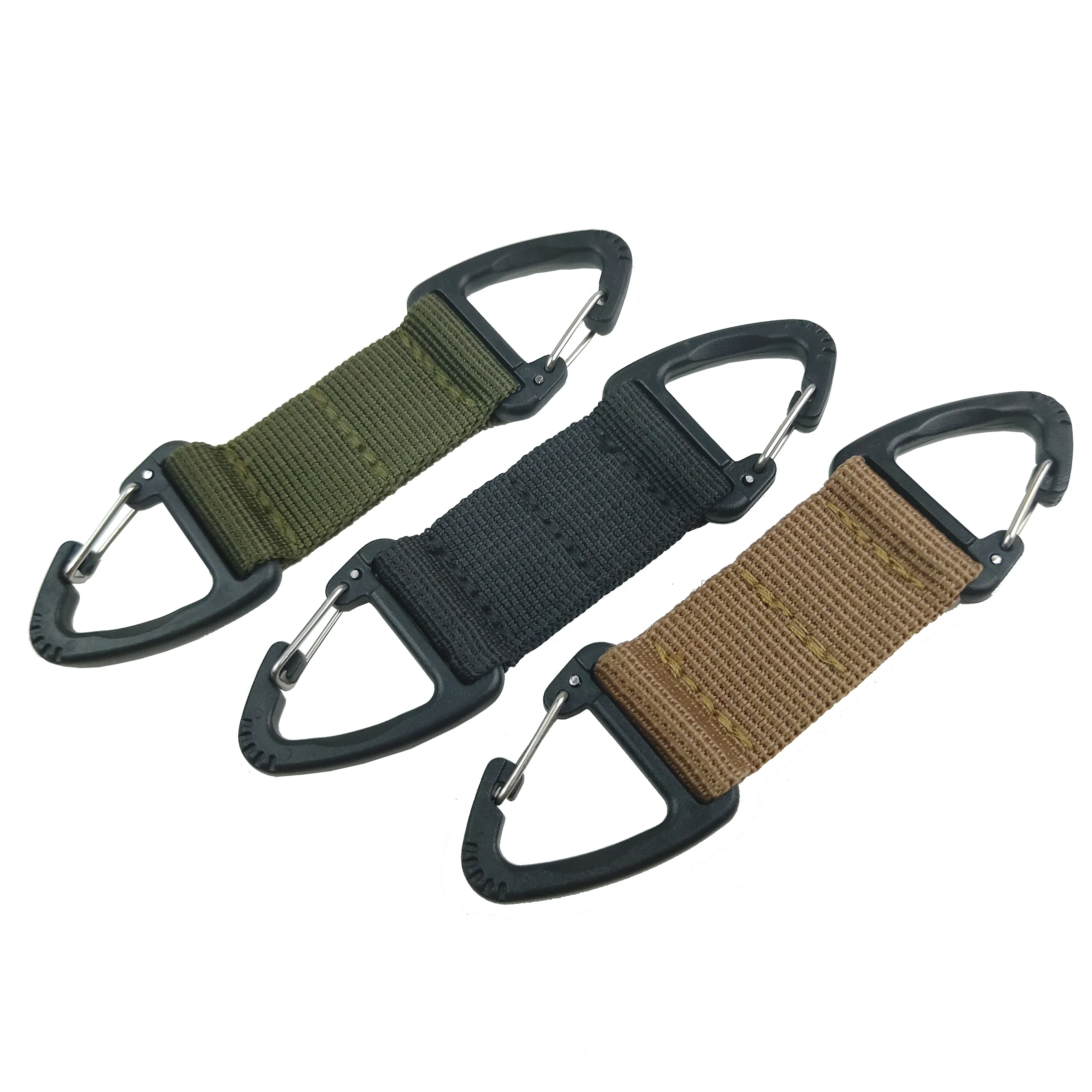2 Pcs Tactical Nylon Belt Carabiner Key Holder Camp Bag Hook Buckle Strap Clips 