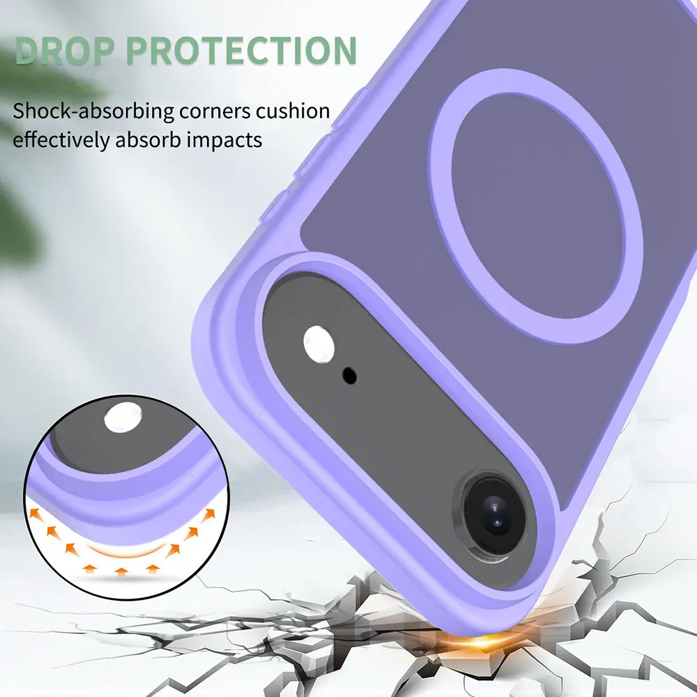 product laudtec customize magnetic anti yellow 2 in 1 protective cover skin friendly texture phone case for iphone 17 air 16 15 pro-4