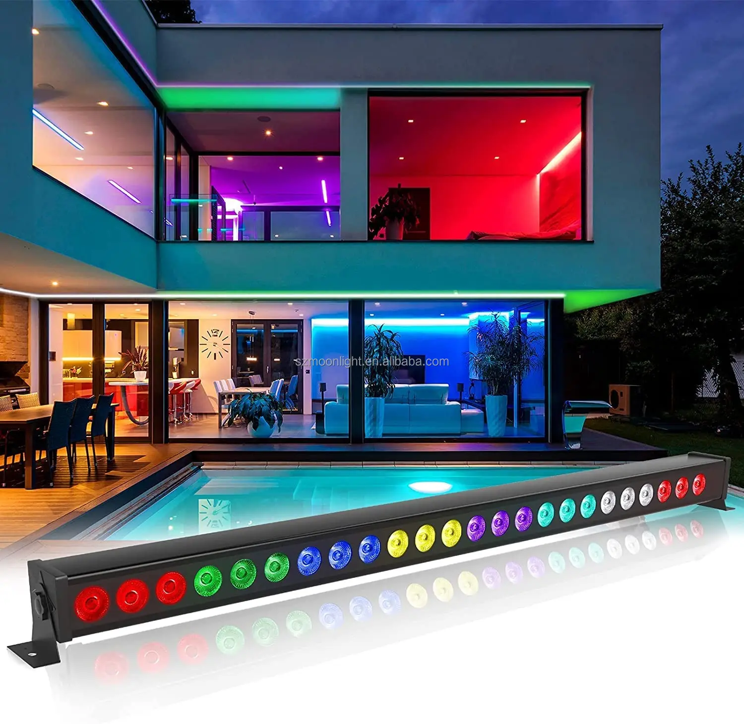 72W Led Wall Washer Lights - RGBW Wash Light IP66 DMX Control