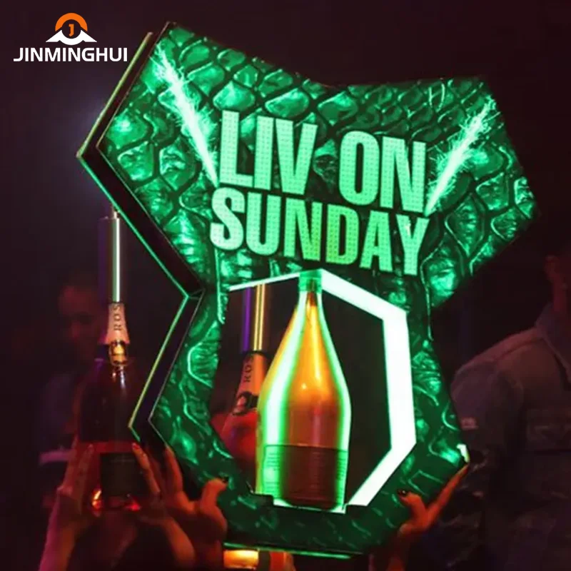 OEM Custom Handheld LED Sign Board for Party Bar Nightclub VIP Service Liquor Bottle Presenter Glorifier for Advertising