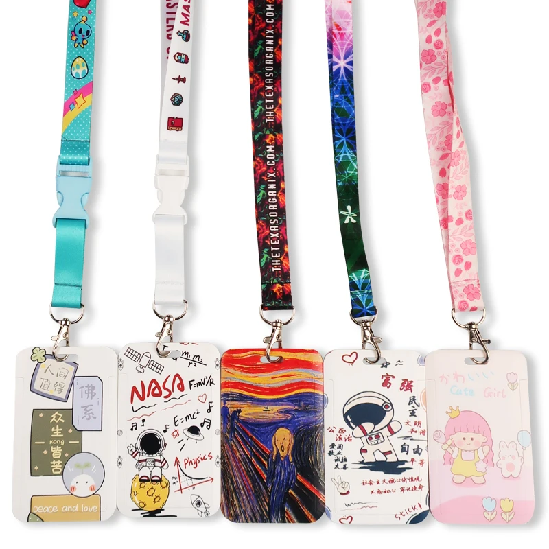 Personalised Custom Metal Hook Printed Color Name logo Lanyards with Id Card Badge Holder
