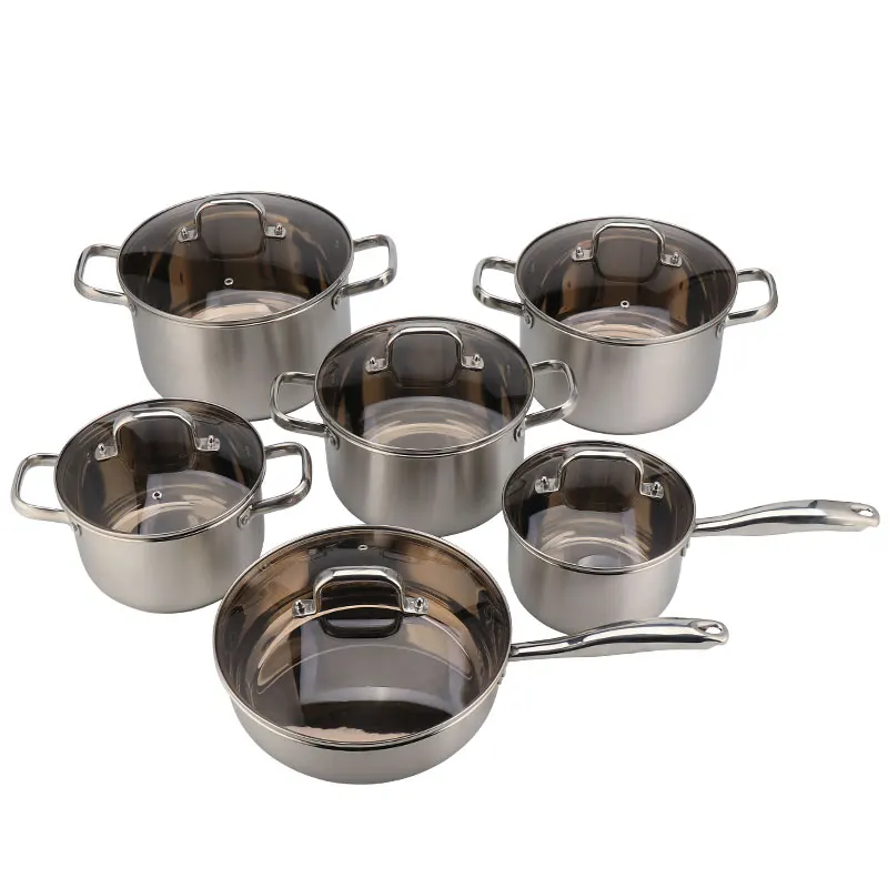 Cheap Cookware Stainless Steel Soup Pot Stock Pot12PCS Cookware Set with Non  Stick Fry Pan - China Stainless Steel Cookware Set and Stainless Soup Pot  price