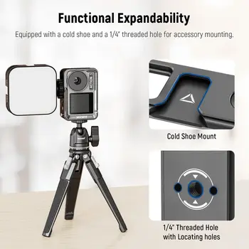 NEEWER Action 4 Action 3 Camera Cage, Metal Protective Video Rig for Osmo Action 4 3 Compatible with DJI Mic, with Cold Shoe, 1 product image