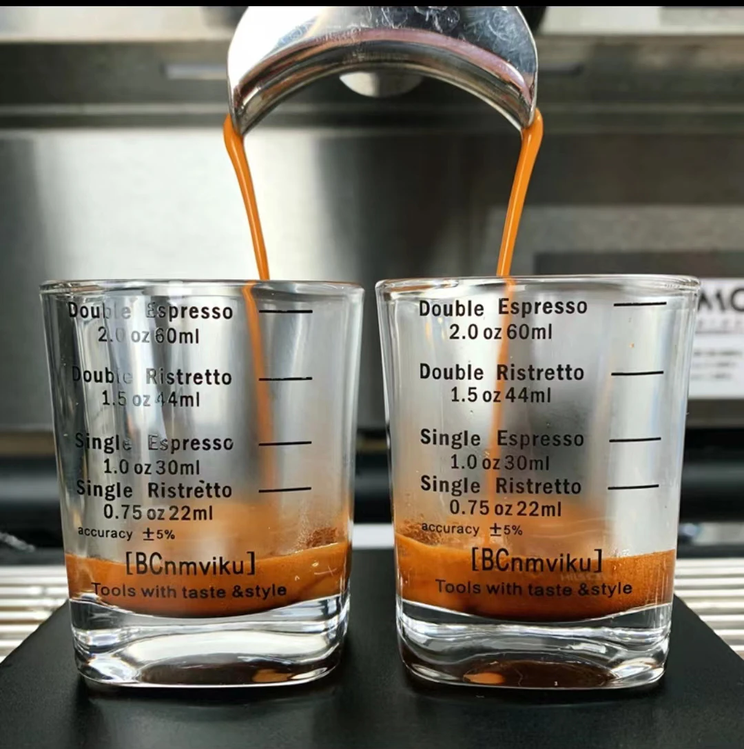 1pc Glass Coffee Measuring Cup, Espresso Shot Glass With Wood