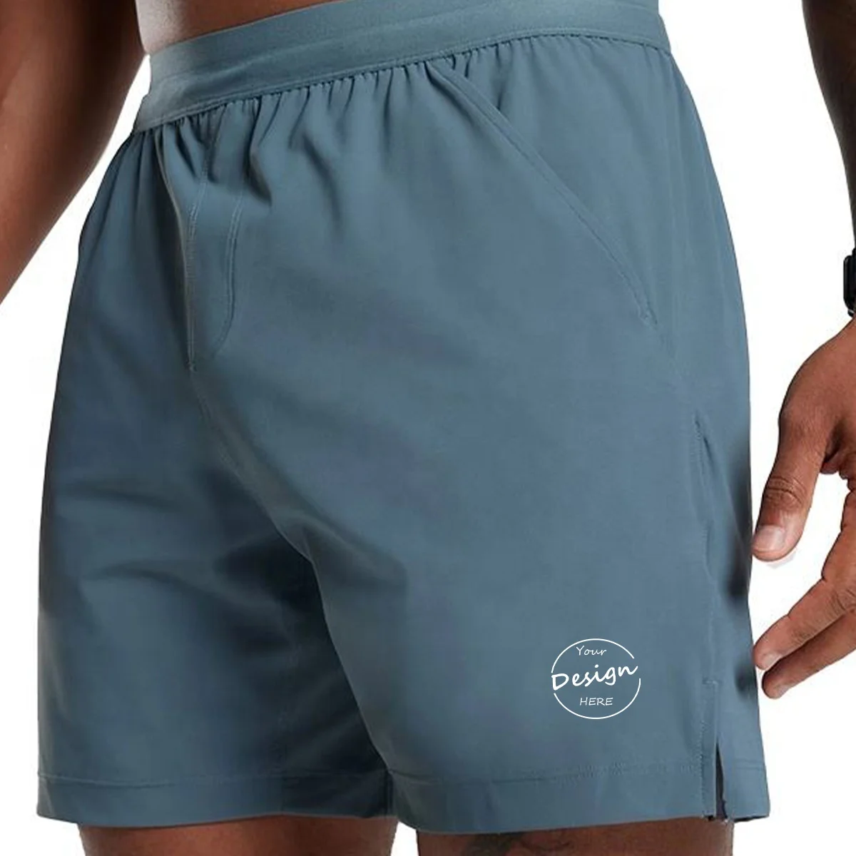 JL1123G Breathable Waistband Split Hem 5 Inch Inseam Sports Activewear Workout Athletic Gym Shorts for Men