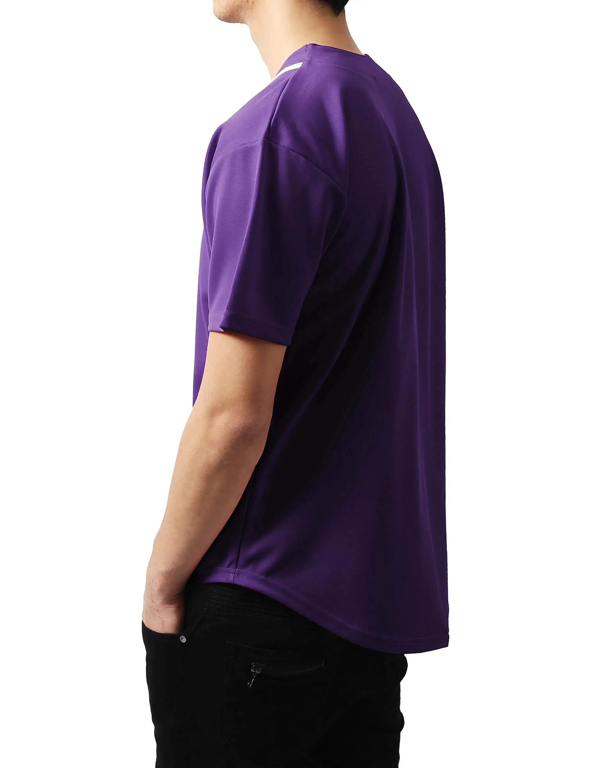 Source Good Quality Wholesale Blank 100% Polyester Full Button Purple Men  Women Baseball Jersey on m.