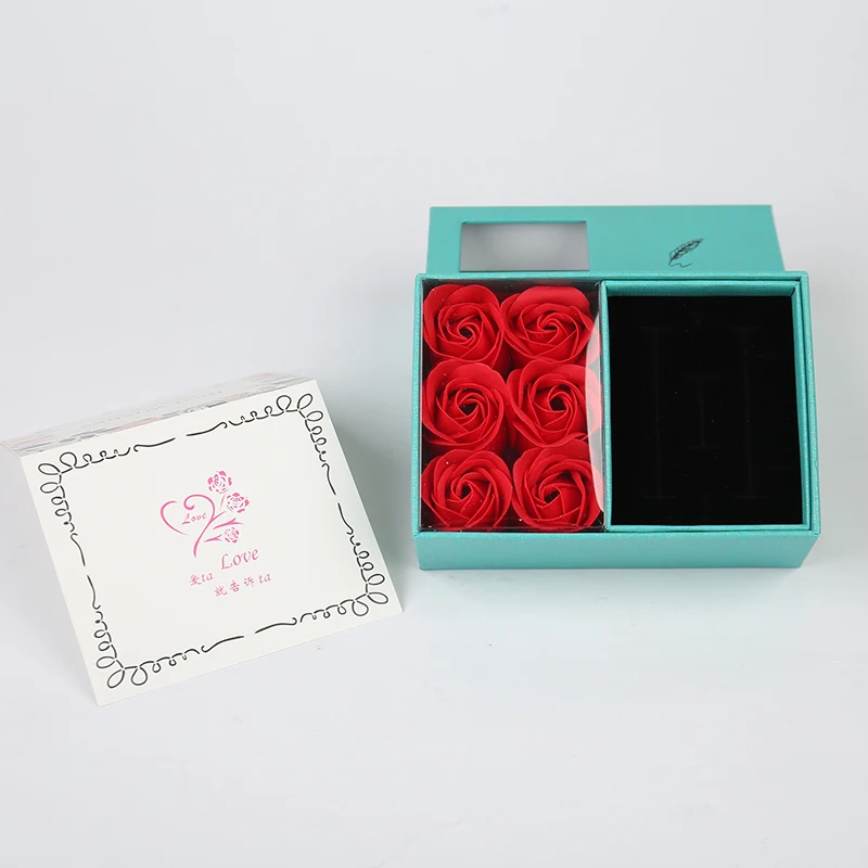 Custom Valentine's Day Gift Box Set with Sponge Jewelry Gift Packaging Box for Necklace with Matching Paper Bags and Soap Rose factory