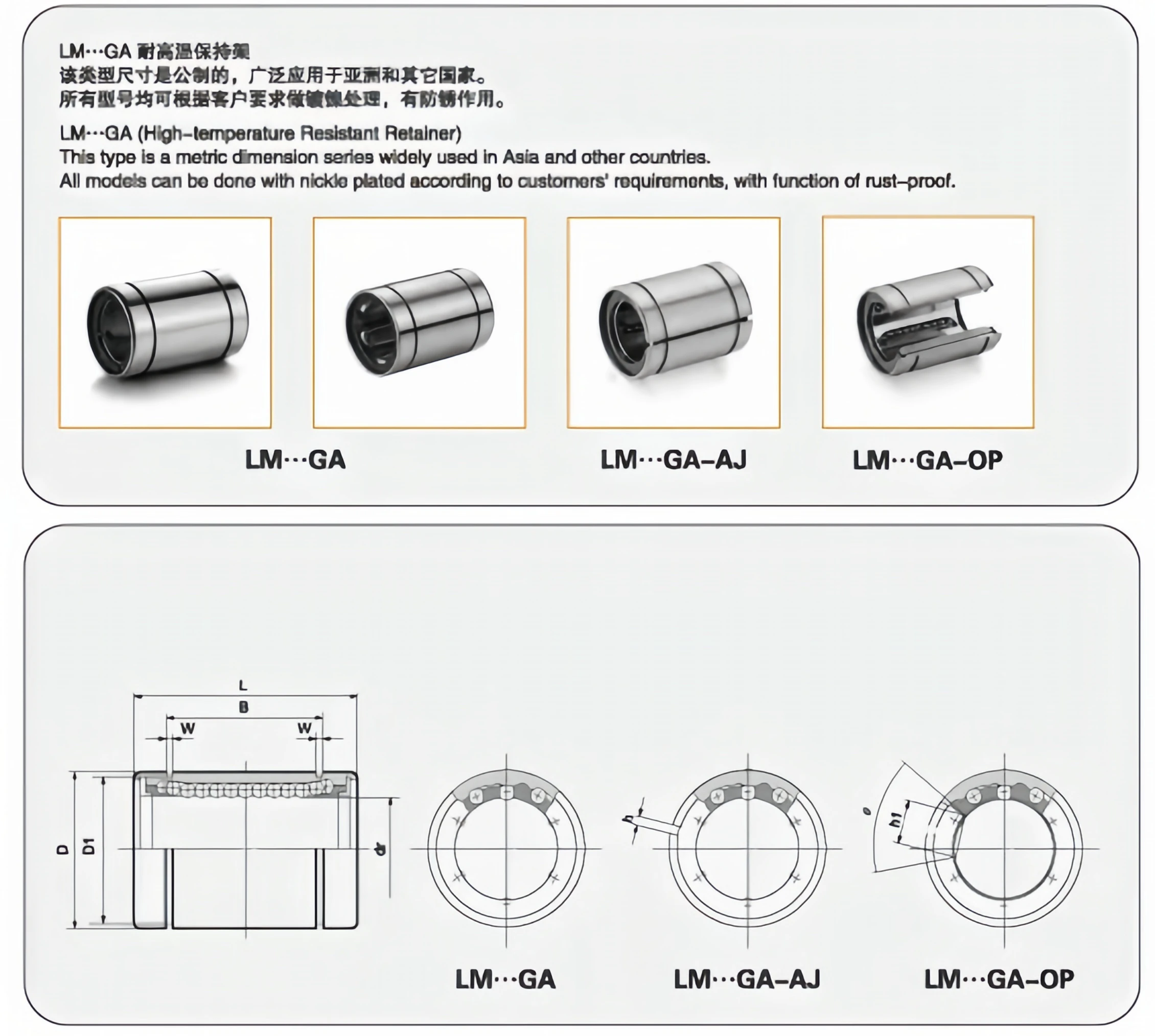 Myt High-preciosin High Temperature Resistance Linear Motion Bearings 