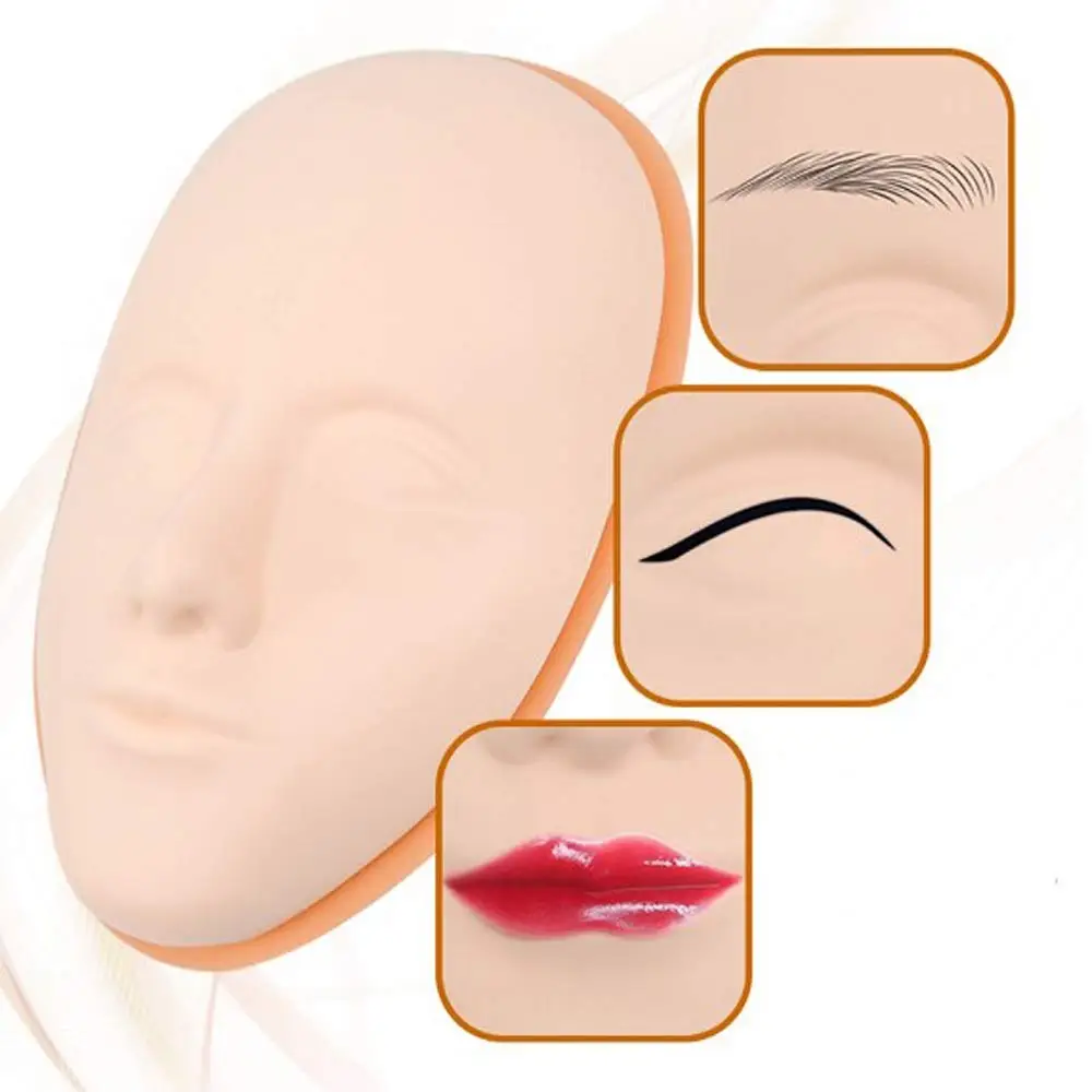 Reusable Makeup Practice Face Realistic Flexible Mannequin Head 5D Silicone for Cosmetology Permanent Makeup Artists Beginners Salon Home, Size