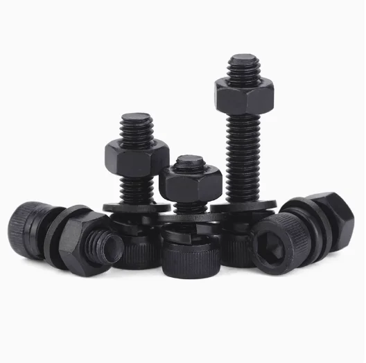 product fast delivery black zinc plated grade 48 88 109 129 carbon steel hex socket cap head sems screw with nut and washer din912-64