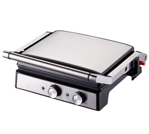 Household Hotel Use Smokeless Non-Stick 2000W Adjustable Temperature Timer 4 Slices Large Electric Press Grill