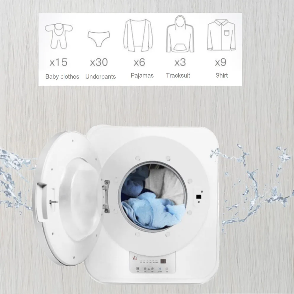 HEYRV 3KG Camping RV Automatic Washing Machine with Dryer Portable Front Loading Washing Machine for Home Caravan Travel