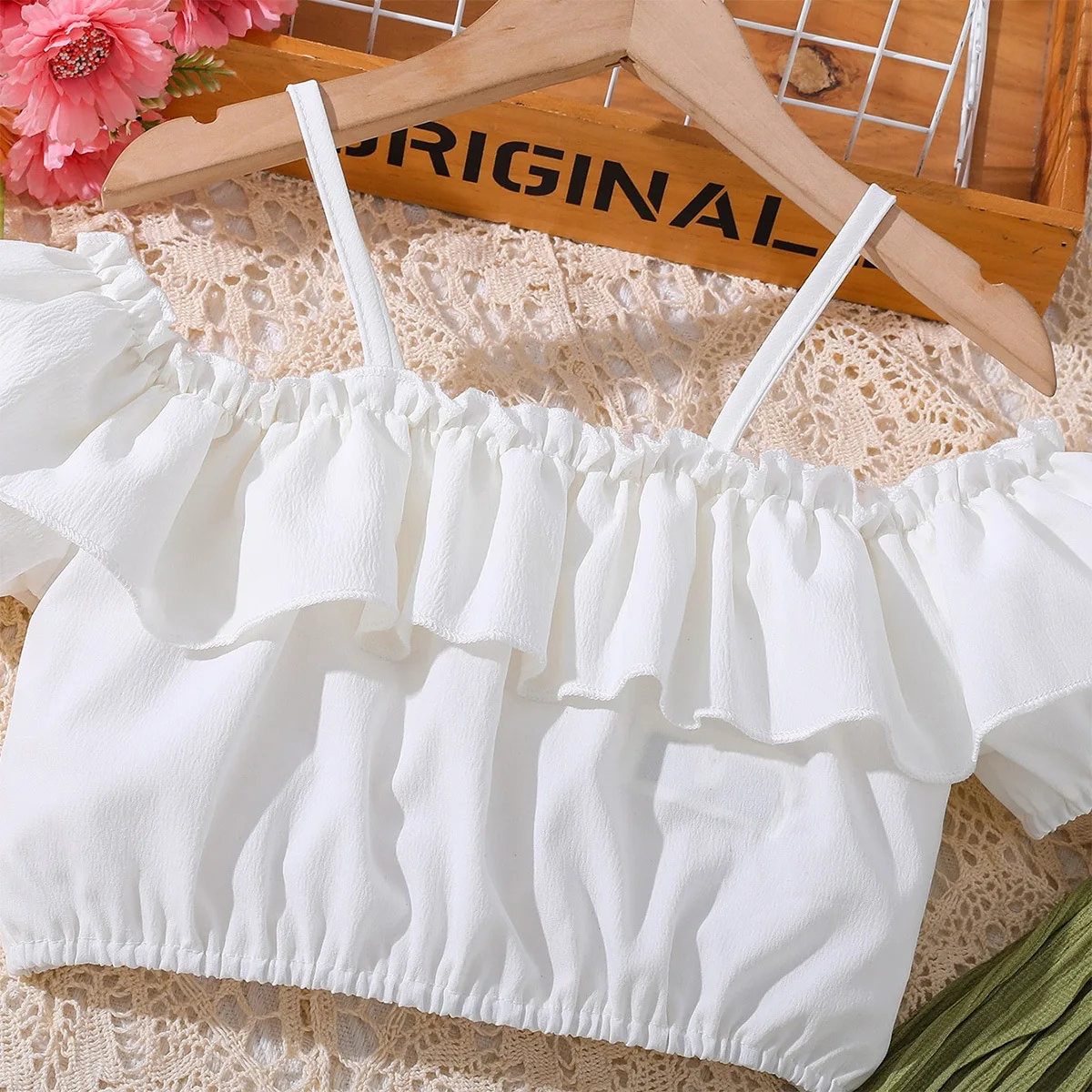 2024 off Shoulder Tops for 10 12 Year Olds Wide Leg Pants