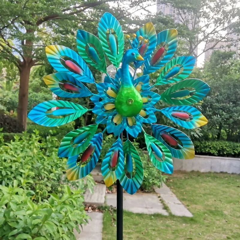 animal shape peacock metal  Windmill Spinner