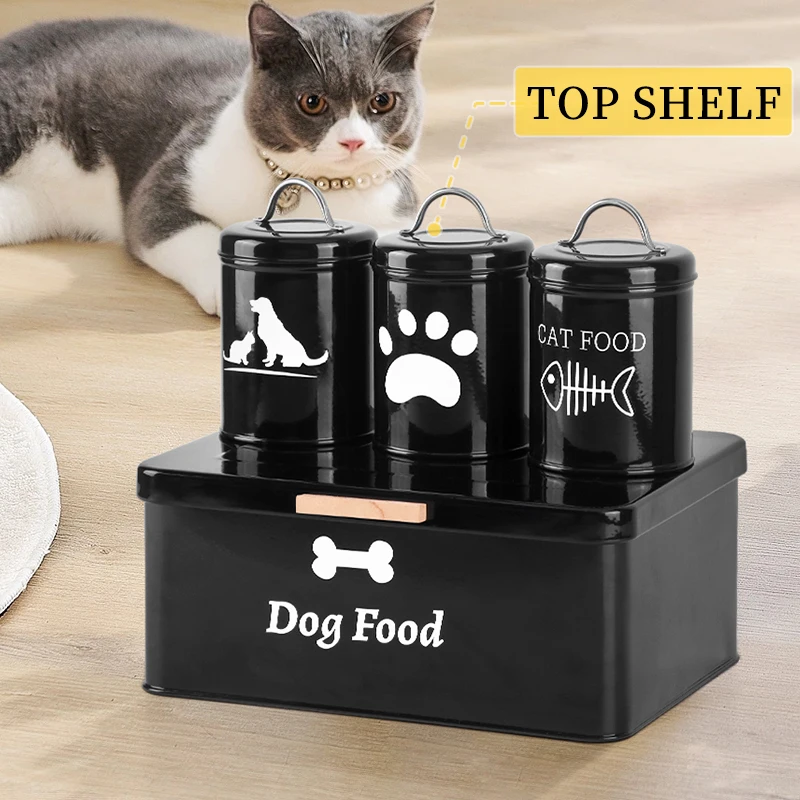 Factory Direct Sale Durable Galvanized Iron Storage Containers Set of 4 for Pet Clothes and Pet Food