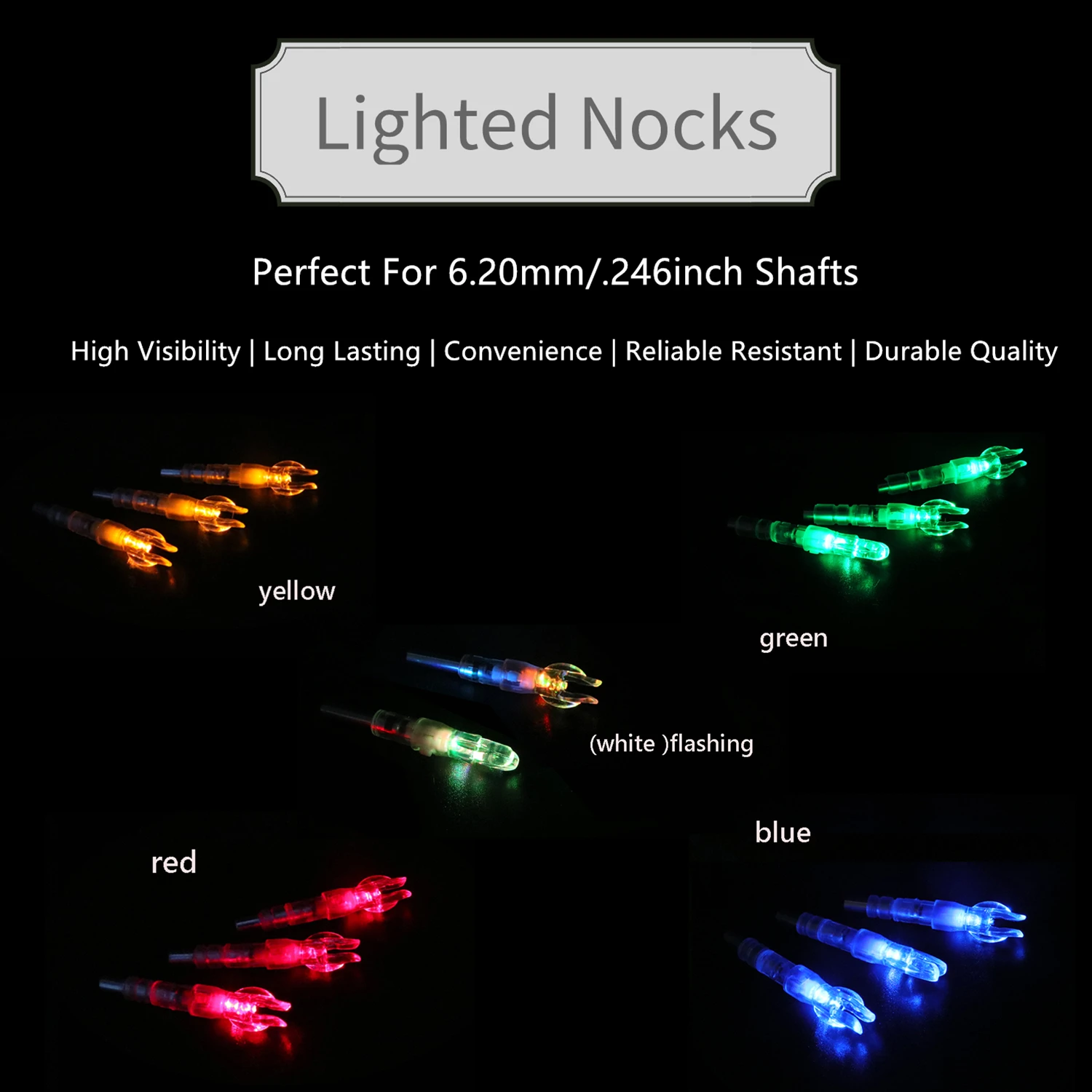 Archery Hunting Accessories Led Lighted Nocks 6.2mm 0.246 Inch Archery