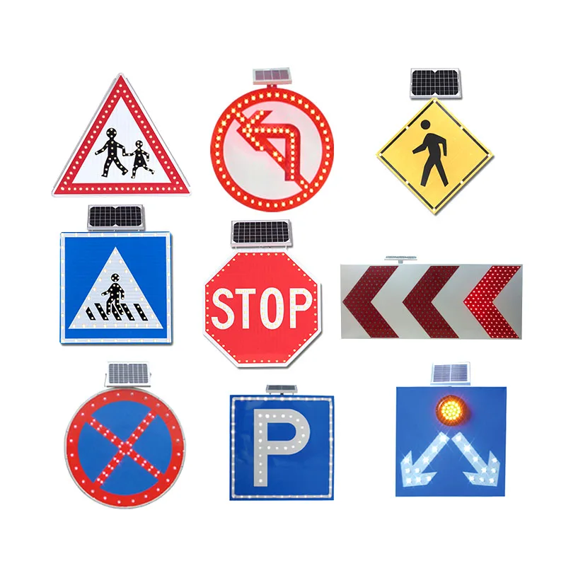 Traffic Sign Manufacturer Hexagon Flashing Stop Traffic Signs Solar Powered LED Warning Slow Down Traffic Signal Sign Board
