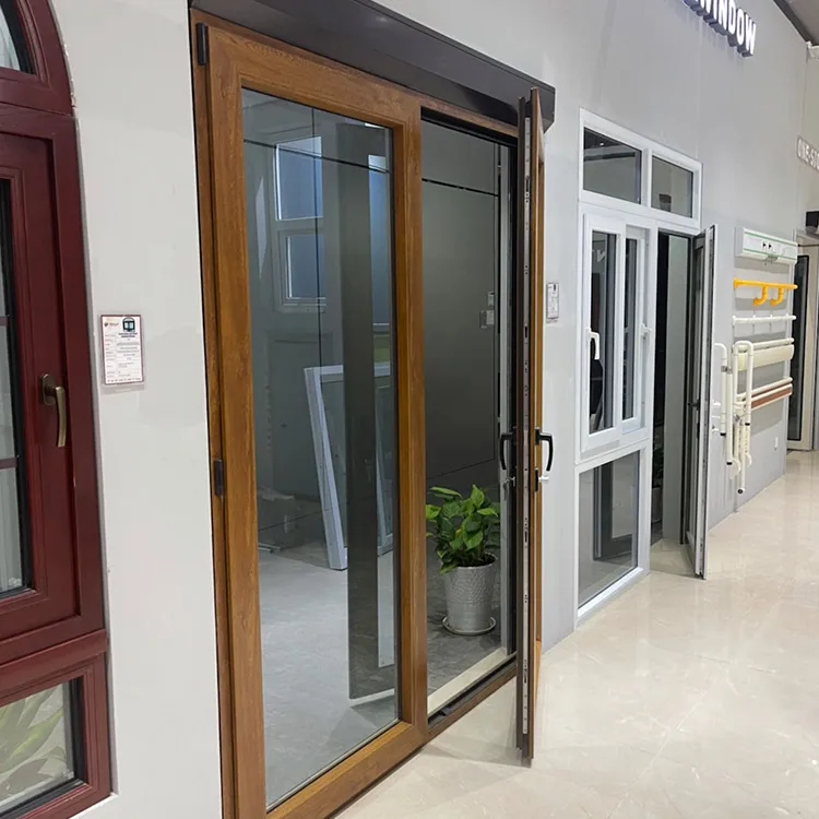 Wooden Frame UPVC Window Casement Soundproof PVC Sliding UPVC Residential Door and Windows