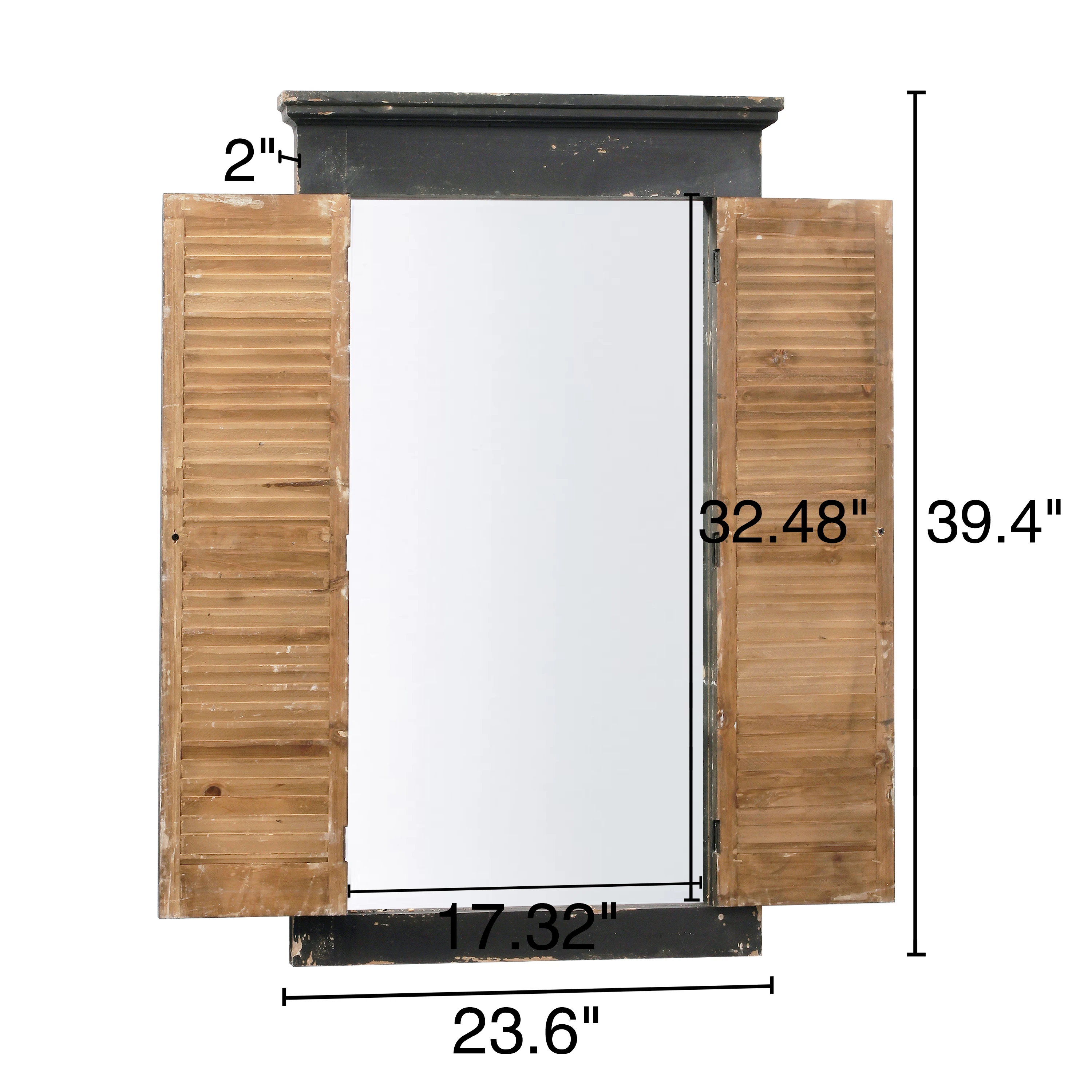 Farmhouse Handmade Custom Shutter Mirrors Espejo Shabby Chic Decorative Rustic Black Shutter Wood Wall Mirror With French Doors