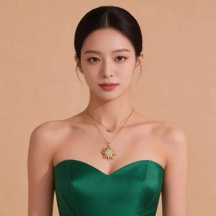 18K Gold Plated Zircon Pendant Necklace