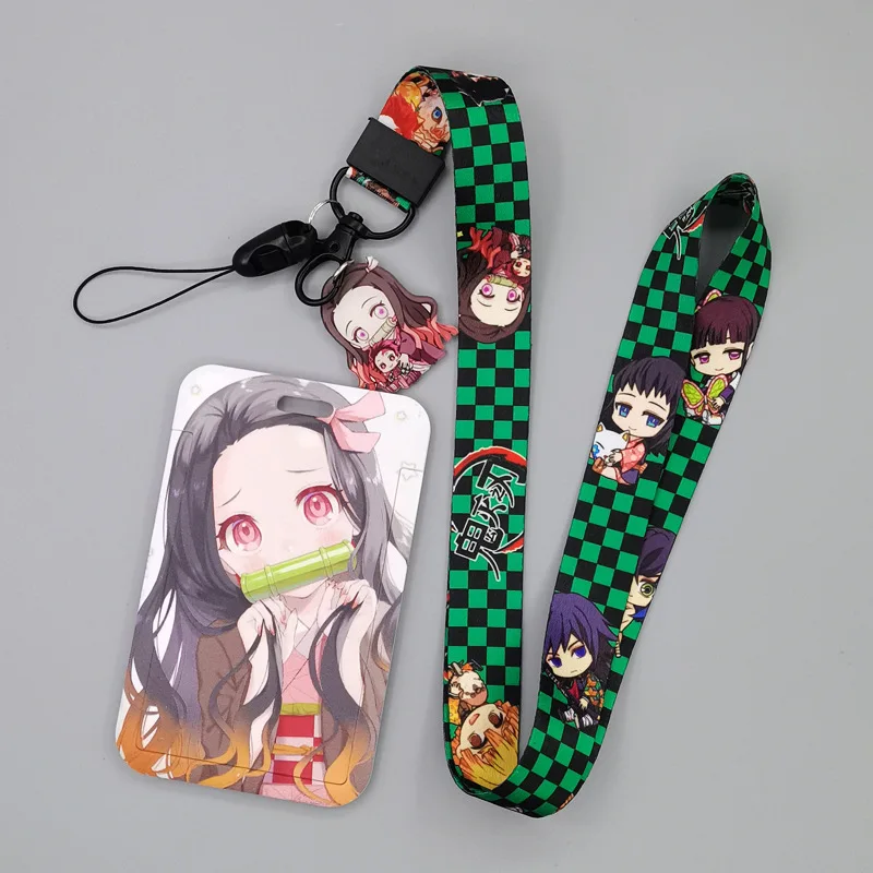 Cute Cartoon Demon Slayer Identity Badge Lanyard Plastic Id Neck Strap ...