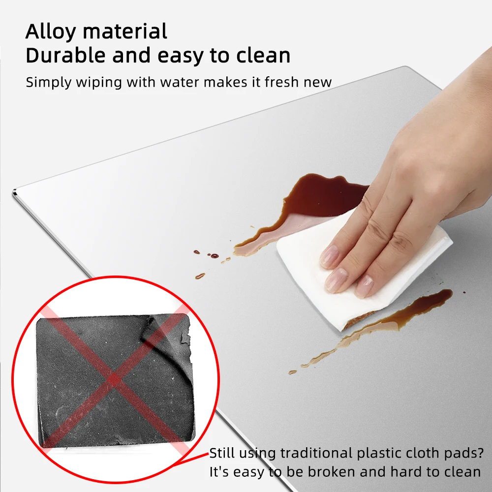 Professional Custom Mouse Pad Metal Aluminum Mouse Pad Mat Smooth Magic Thin Mouse Pad Double Side Waterproof Computer Mousepad