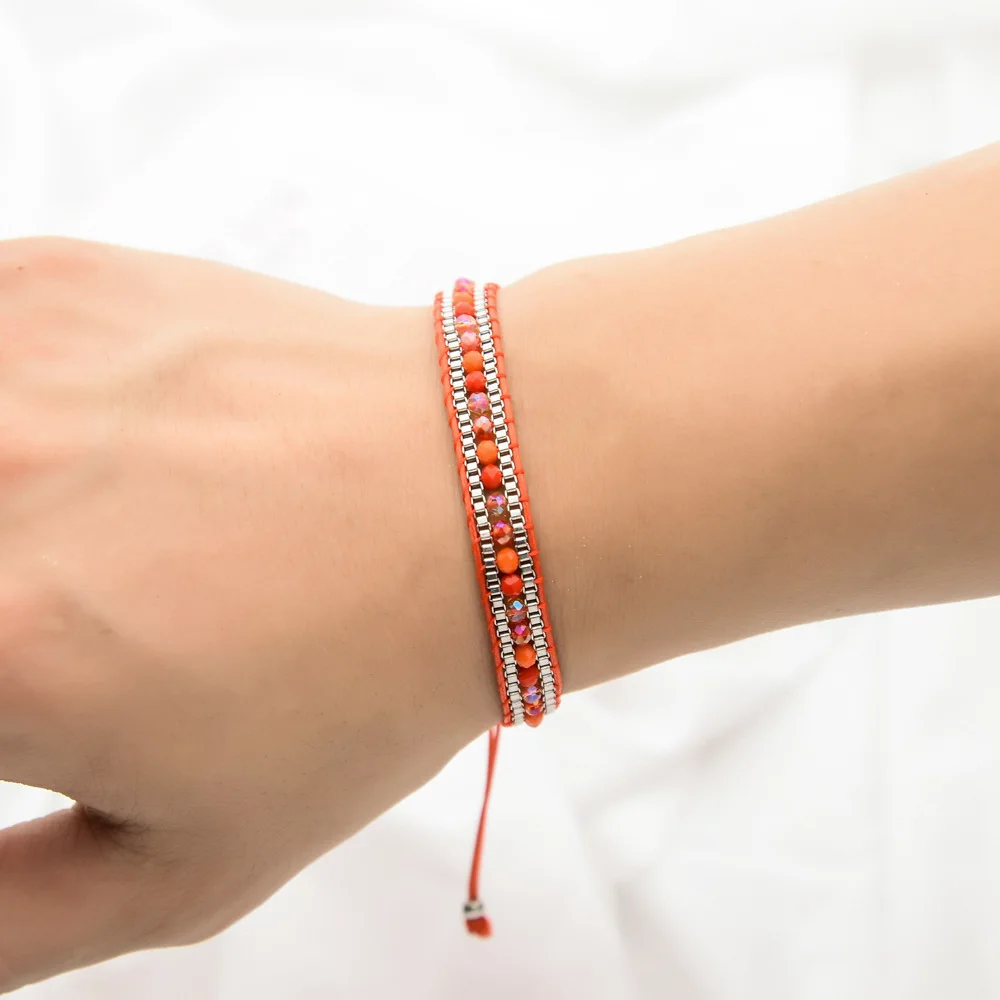 Set 4 Bracciali Boho In Cristallo Multicolore Elastici - Regalo Donna