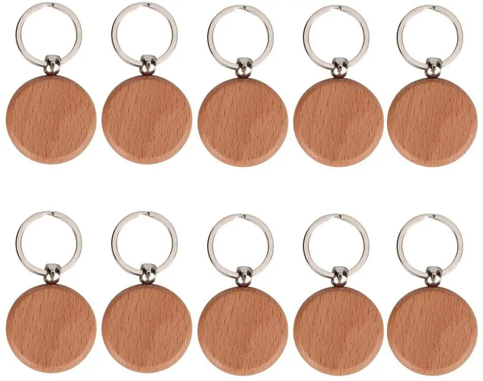 Круглый пустой деревянный брелок для ключей персонализированный бирки ручная работа маленькие подвесные аксессуары украшение одежды и сумок своими