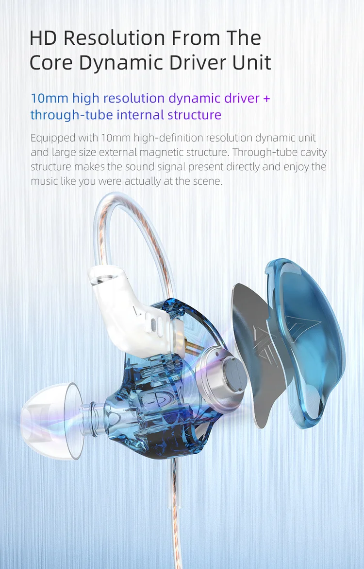 Kz Edc Dynamic Headset In Ear Monitor Headphones 1dd Hifi Clear Sound Wired Earbuds Stage Performance Earphone