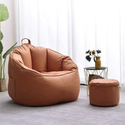 2021 hot sell pumpkin shape bean bag chair PU leather fabric bean bag sofa for adult
