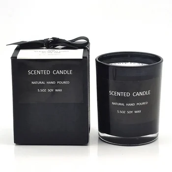 design print logo matt black glass jar home fragrance man candles scented luxury natural scented candle with gift box