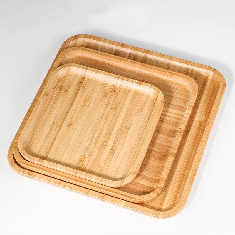Free Sample Reusable Biodegradable Square Bamboo Serving Dish Eco-Friendly Dinner Plate for Eco-conscious Camping Adventures