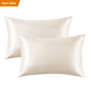 100% Polyester Pillowcases Bedsure Satin Pillowcases Standard Set of 2 White Satin Pillow Case for Hair and Skin