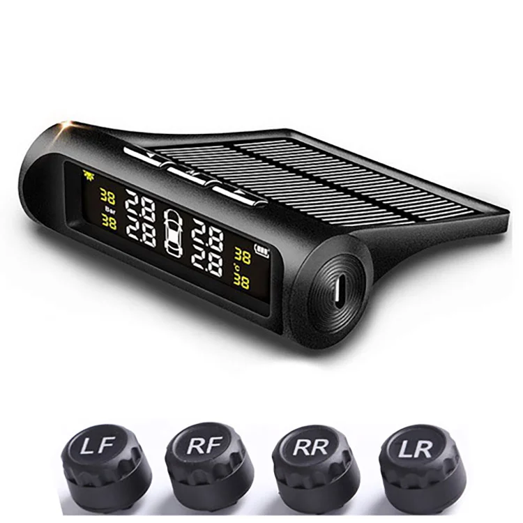 Solar Windshield TPMS Tire Pressure Monitoring System Car Wireless Tyre Pressure Alarm Internal Pressure Sensor