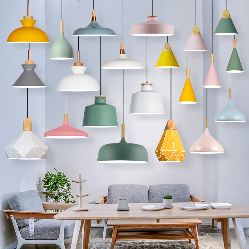 Lampu Gantung Berbentuk Tali Memancing Aluminium Macaron Bergaya Nordic Ringkas untuk Penggunaan Komersial di Restoran, Bar, Hotel, Kedai, dan Kafe