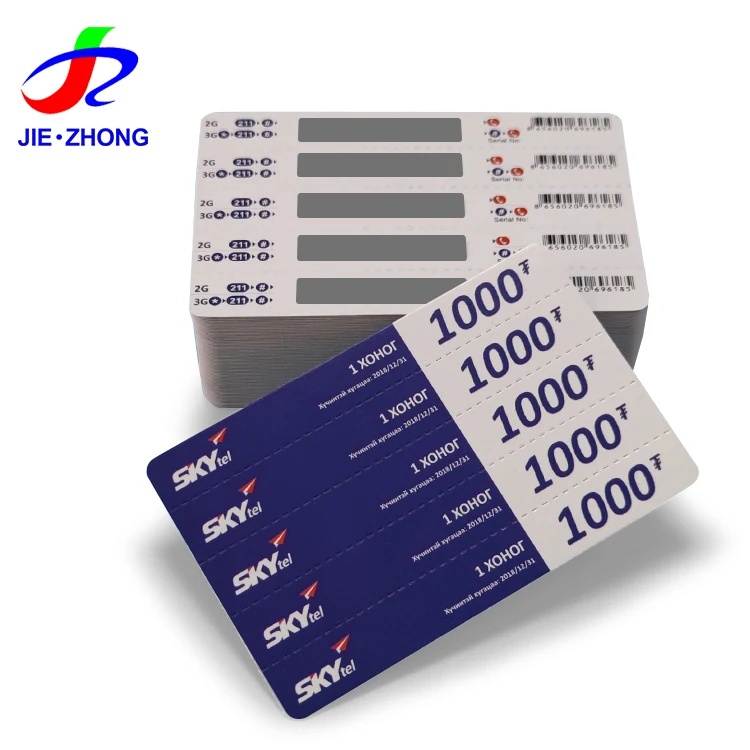High Quality Printing Custom Paper  Recharge Prepaid Calling Multi PIN Code Scratch Cards