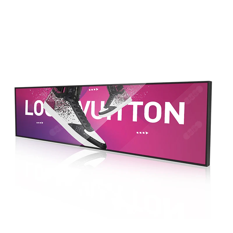 Retail Store Shelf Header Edge Bar Panel Advertising Screen Strip Monitor Touchscreen Ultra Wide Stretched Bar Type LCD Display