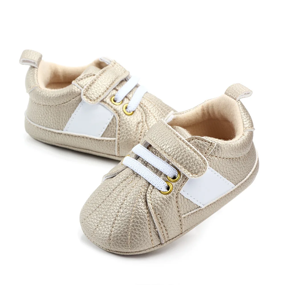 Baby Shoes Pu Leather Sneaker Striped Toddler First-Walkers Anti-Slip Soft-Sole New Casual Infant Shoes manufacture