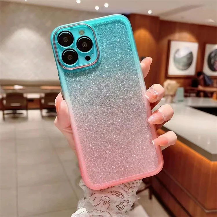 Glitter Gradient Camera Lens Protection Phone Case Soft TPU Cover for OnePlus 13R/Ace 5/Ace 5 Pro