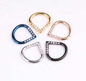 Anodizing Titanium Ear Nose Ring Drop-shaped Piercing Jewelry 316 L Stainless Steel  Body  Ring Jewelry