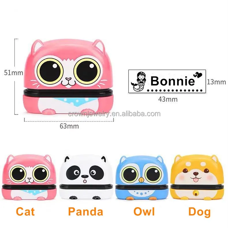 Cute Animal Design Clothing Stamp Self Inking Personalized Baby Kids