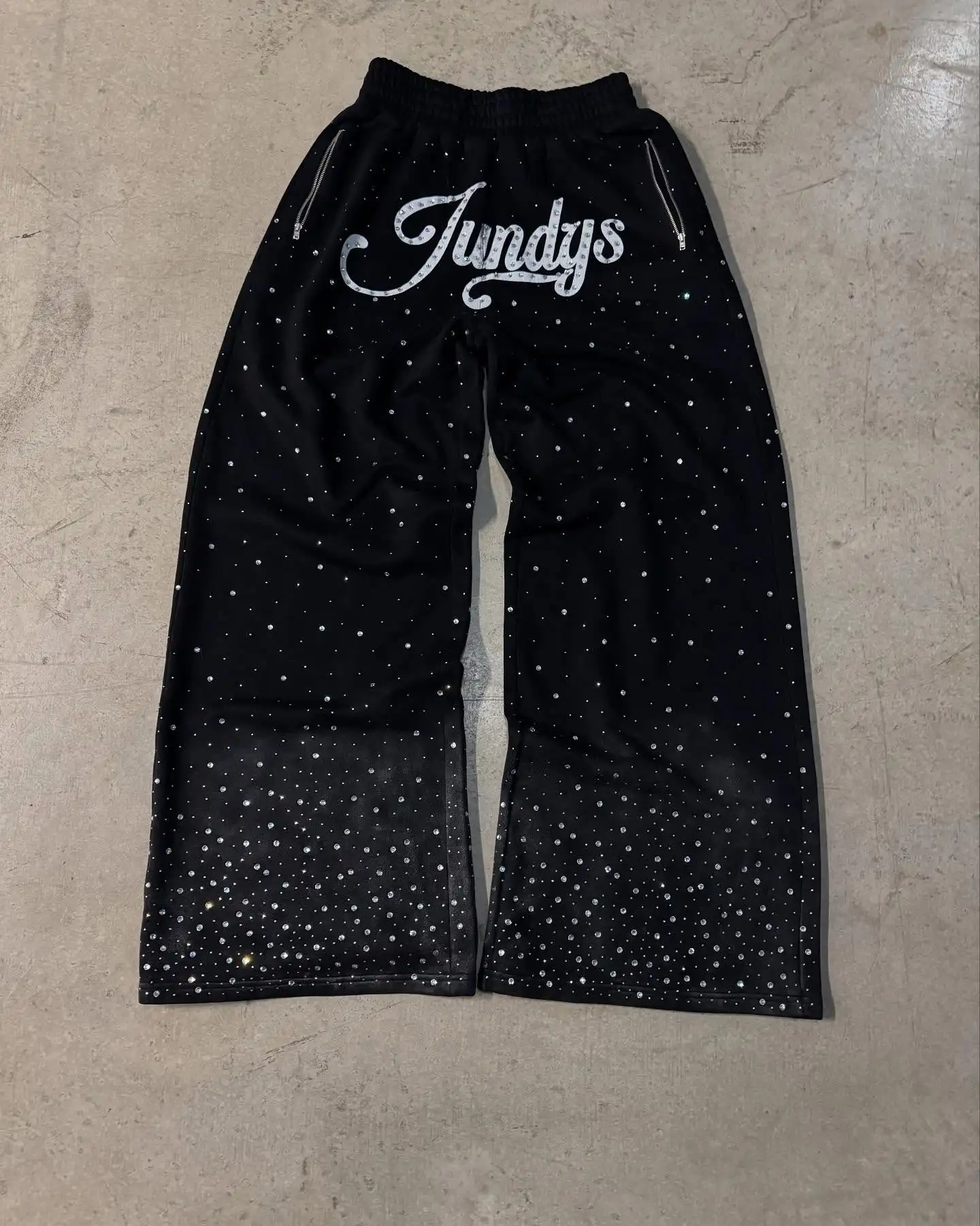 Custom Cotton Mens Track Pant Man Straight Leg Wide Stacked Jogger Acid Wash Sun Faded Flare Baggy Rhinestone Sweatpants