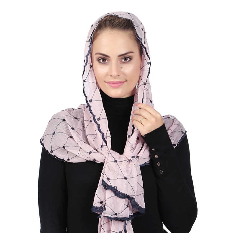 Women Scarf Head Shawl Wrap Lady Muslim Embroidery Hijab Islamic 