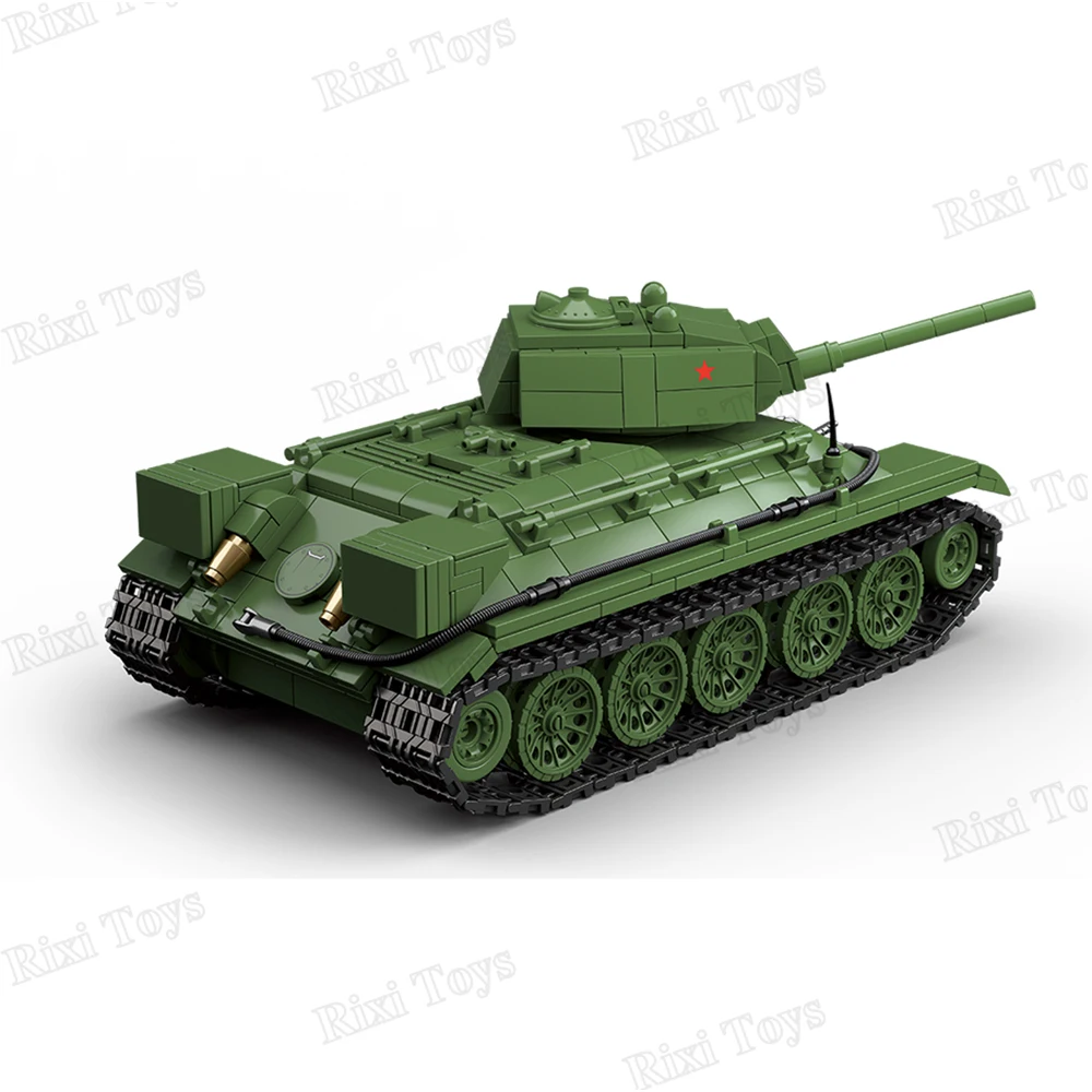 QuanGuan 100276 World War 2 WW2 Military Soldiers MOC Weapon Soviet T34/76 Medium Tank DIY Toys for Gift Building Blocks Sets
