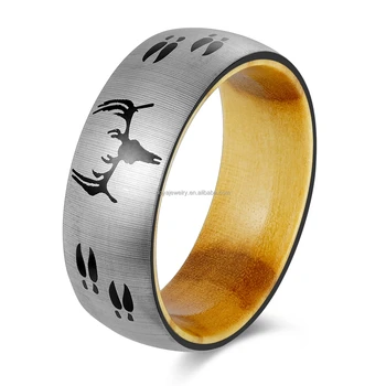 POYA 8mm Unisex Tungsten Wedding Ring Fashionable Gold and Silver Polished Edge Classic  Engagement Anniversary Gift